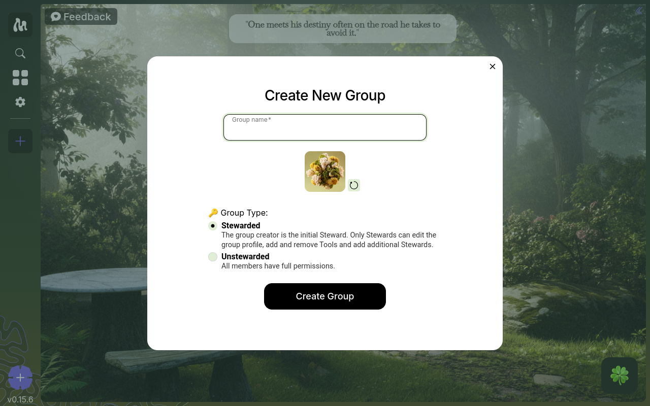 The Create Group form