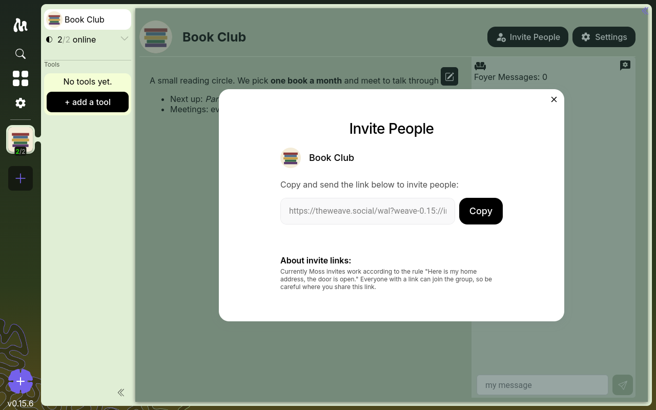 The Invite People dialog