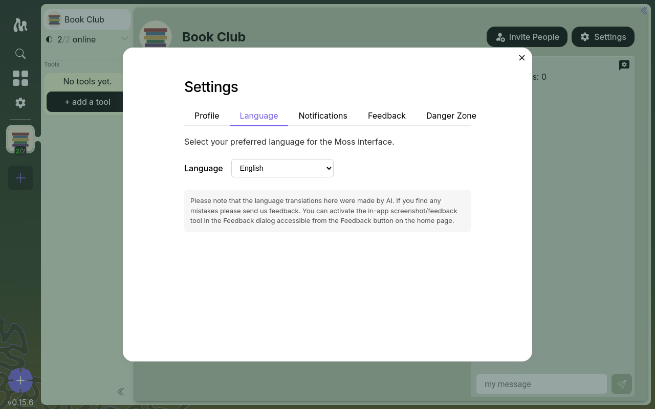The Language tab